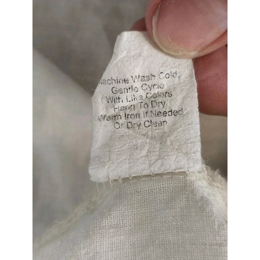 Texas Standard Tejas Guayabera Shirt SZ Large White Short Sleeve Linen Blend